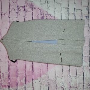 BENEDETTA B. GRAY BLUE MERINO WOOL CASHMERE OPEN LONG LINE CARDIGAN VEST SMALL